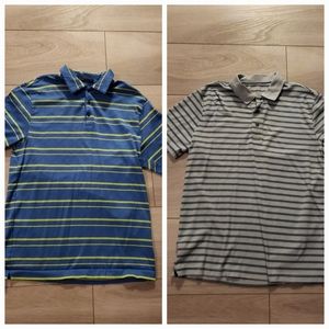 Two Blue Medium Polos. 1 Eddie Bauer & 1 Nike Tiger Woods Collection